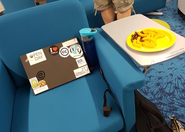 Photo from Open Day: Chair with laptop and snacks