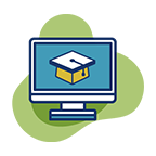 computer with grad cap icon