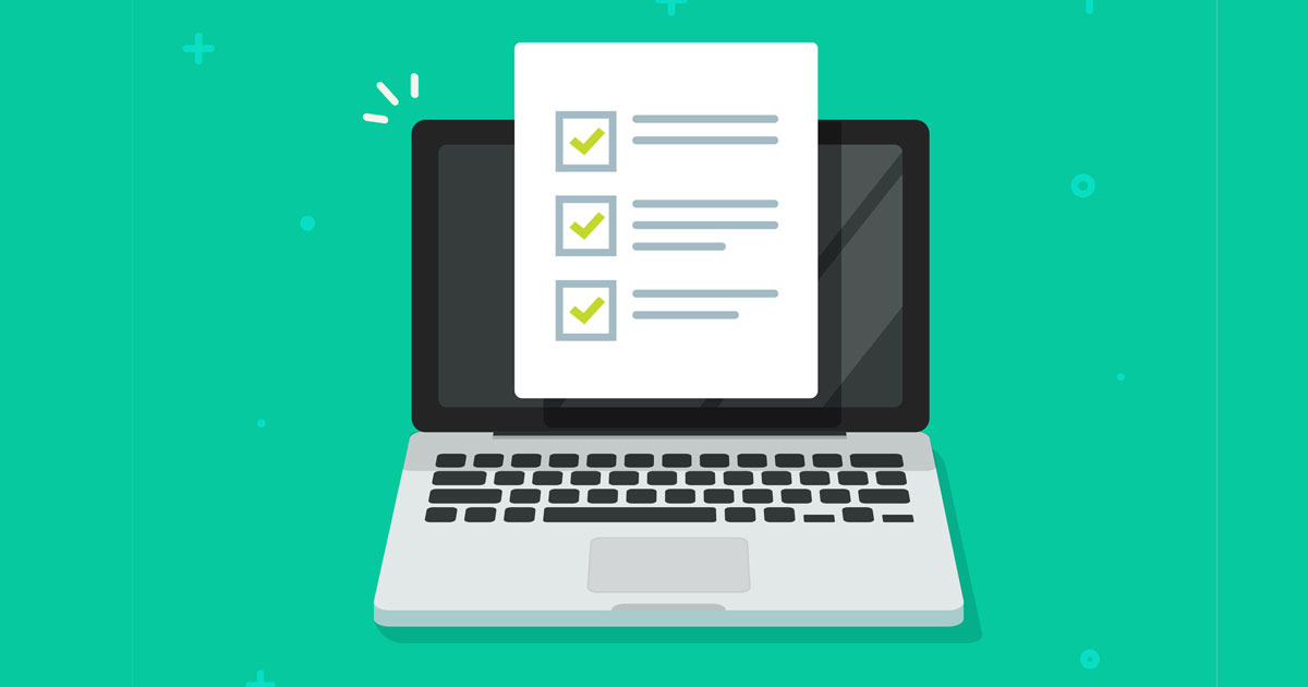 Illustration of a laptop with a checklist on the screen